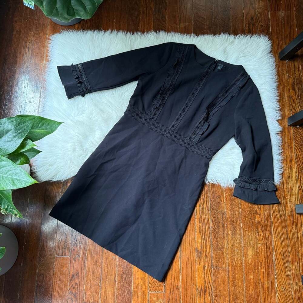 Ann Taylor BLack ΒΎ sleeve Dress Zips